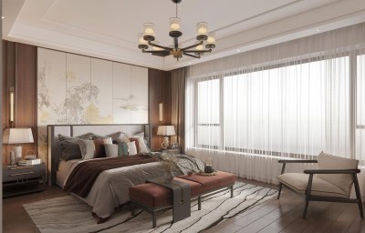 新中式卧室3D模型下载